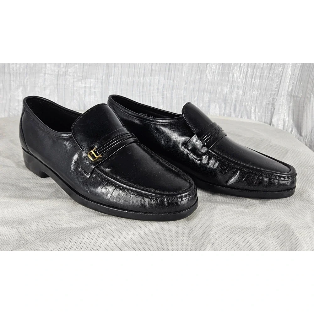 Florsheim Riva Men's 8.5 E Black Leather Comfortech Loafers Moc Toe Dress Shoes